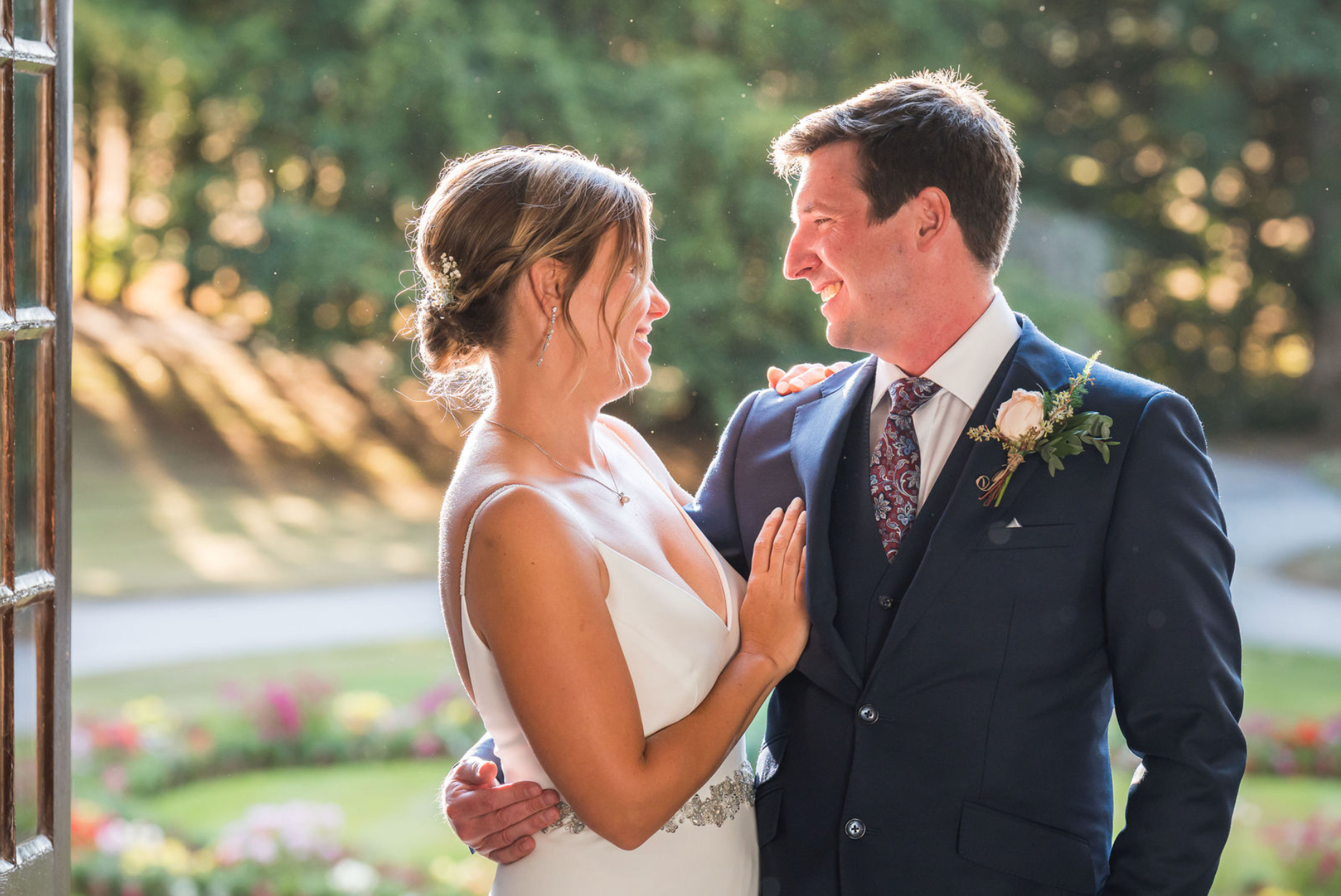 romantic bride and groom portrait with bridal hair and makeup by Jax-Glam Beauty Bristol