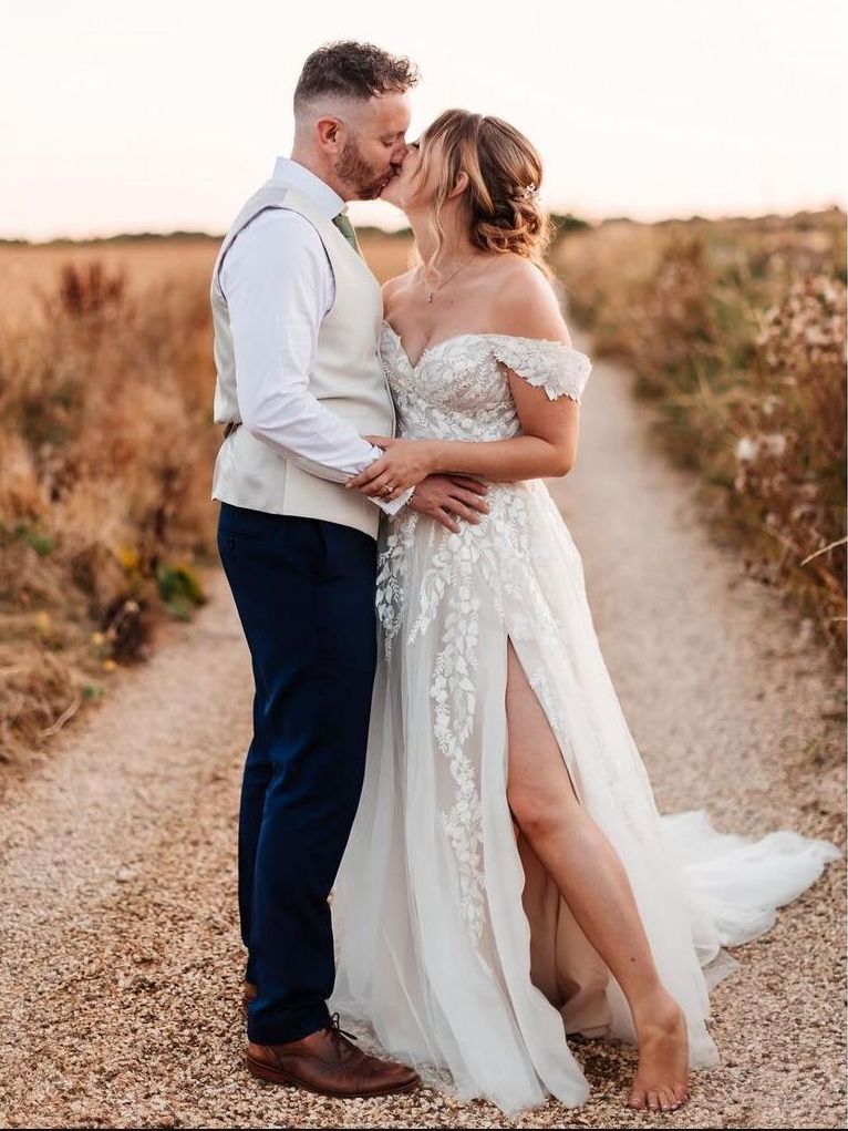 bride and groom sunset portrait with bridal hair and makeup by Jax-Glam Beauty Bristol