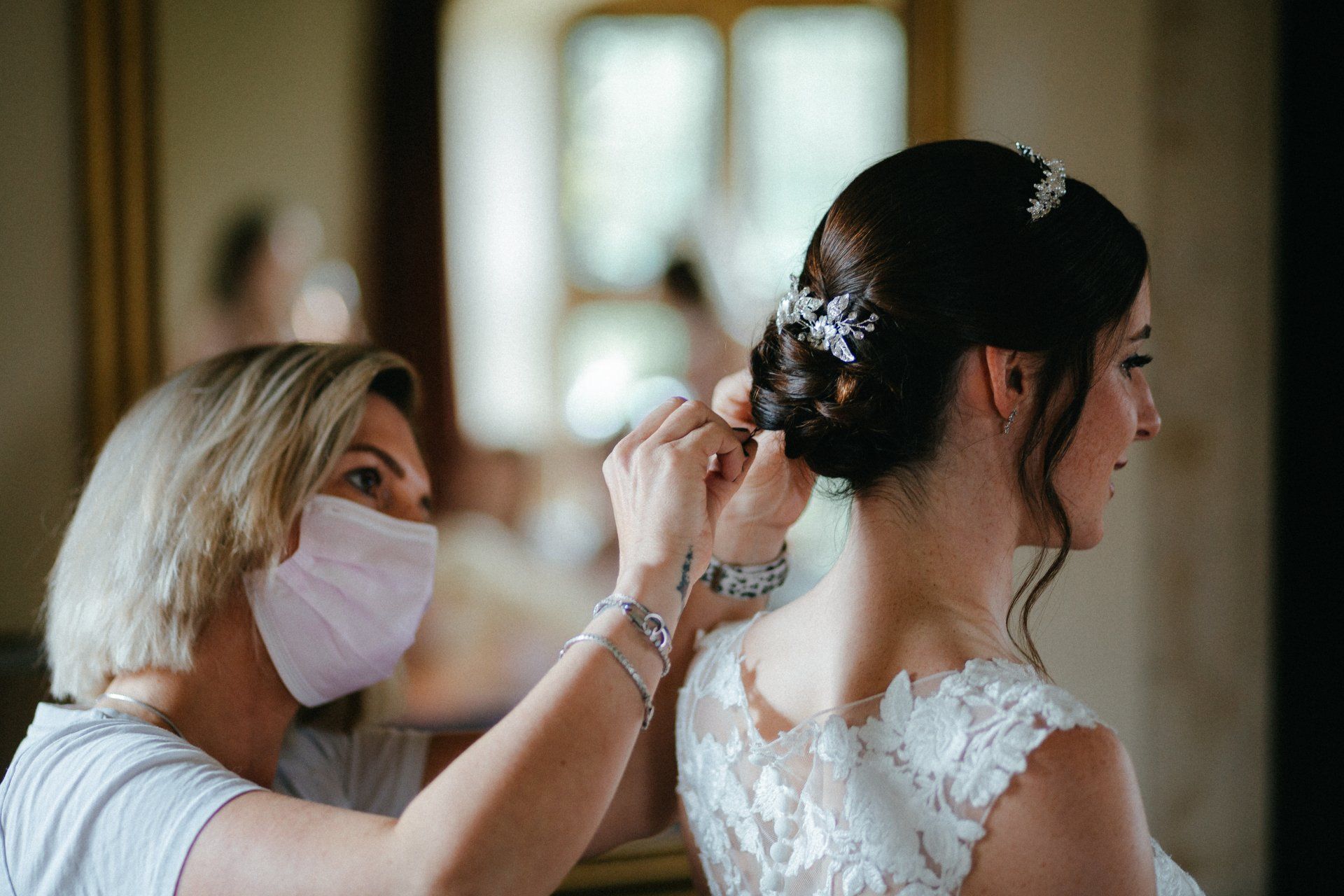 bridal hair styling with curls by Jax-Glam Beauty wedding hair stylist Bristol