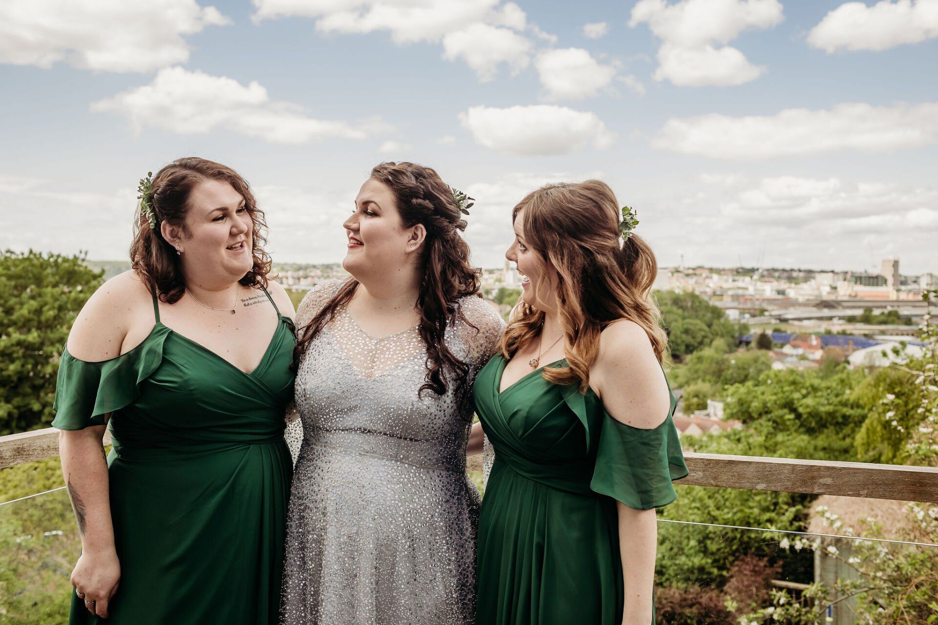 bride with bridesmaids wedding hair and makeup by Jax-Glam Beauty Bristol
