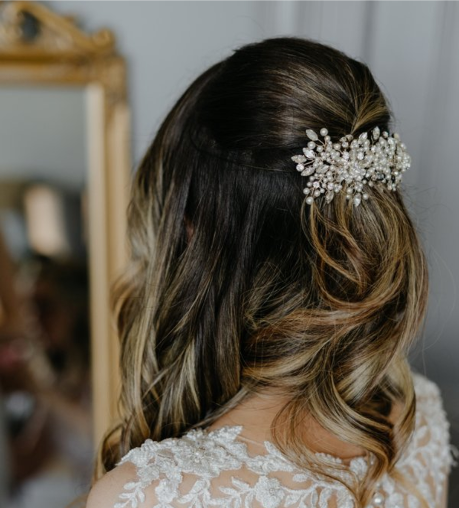 bridal hair accessory styling by Jax Glam Beauty wedding stylist Bristol