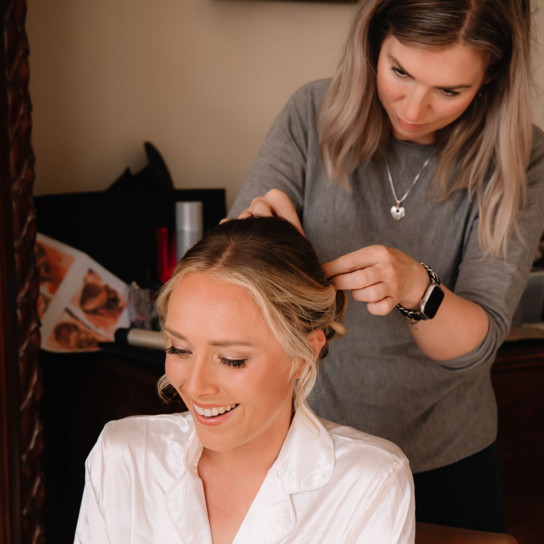 bridal hair styling preparation by Jax-Glam Beauty Bristol