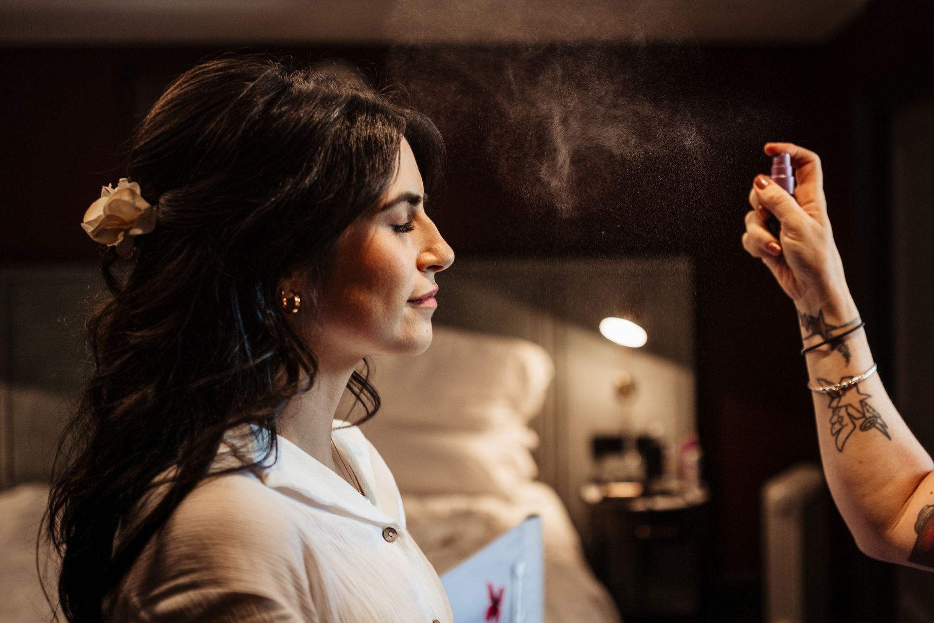 bridal makeup finishing touches by Jax-Glam Beauty wedding makeup artist Bristol