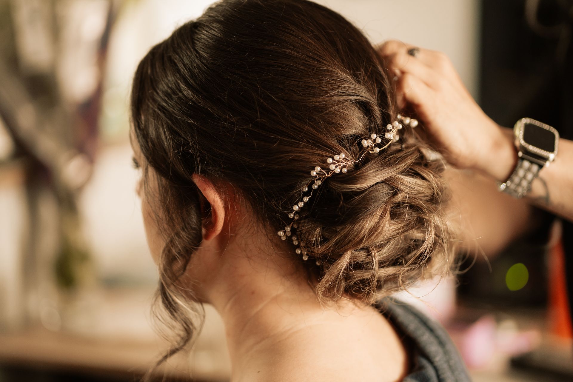 bridal hair bun styling by Jax-Glam Beauty wedding hair stylist Bristol