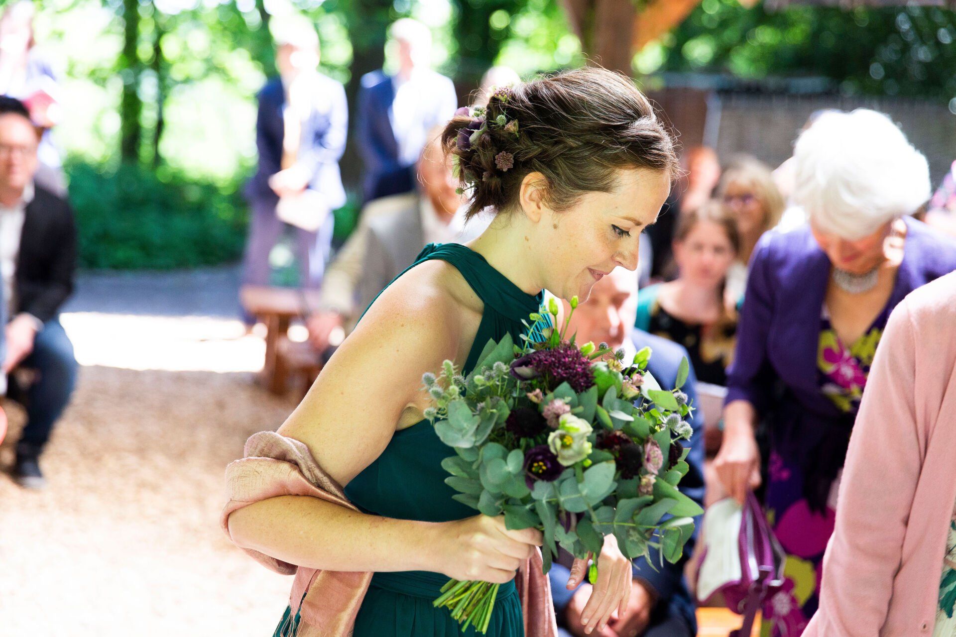 bride with colourful wedding flowers and bridal makeup by Jax-Glam Beauty Bristol