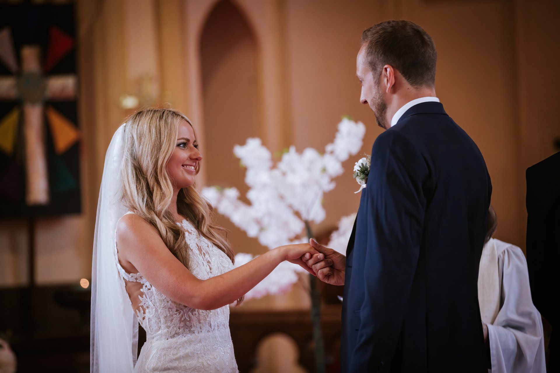 wedding ceremony moment with bridal hair and airbrush makeup by Jax-Glam Beauty Bristol