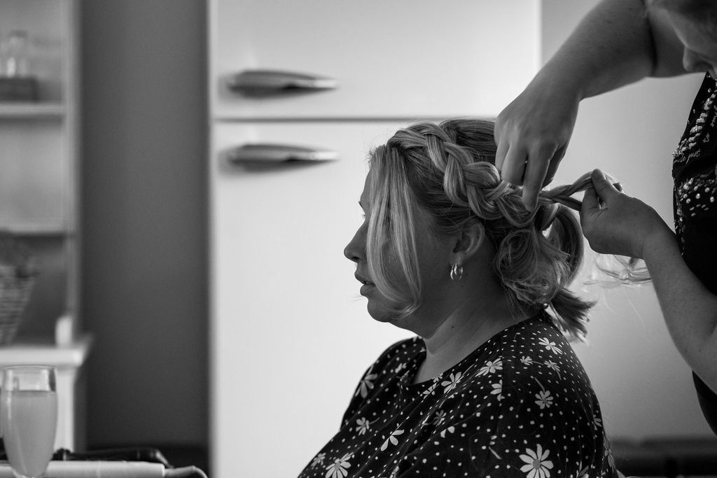 bridesmaid hair styling preparation by Jax-Glam Beauty Bristol