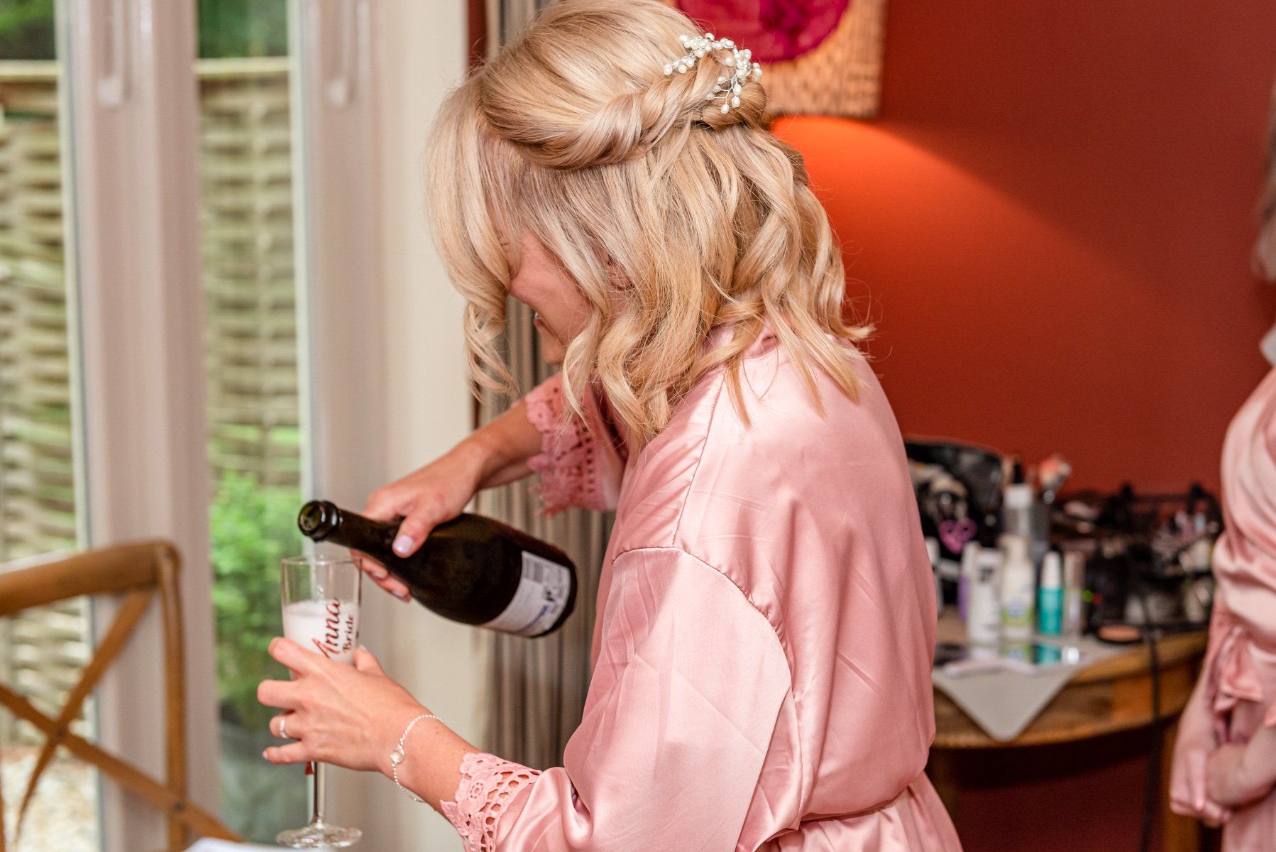 bridesmaid hair styling preparation by Jax-Glam Beauty wedding hair stylist Bristol