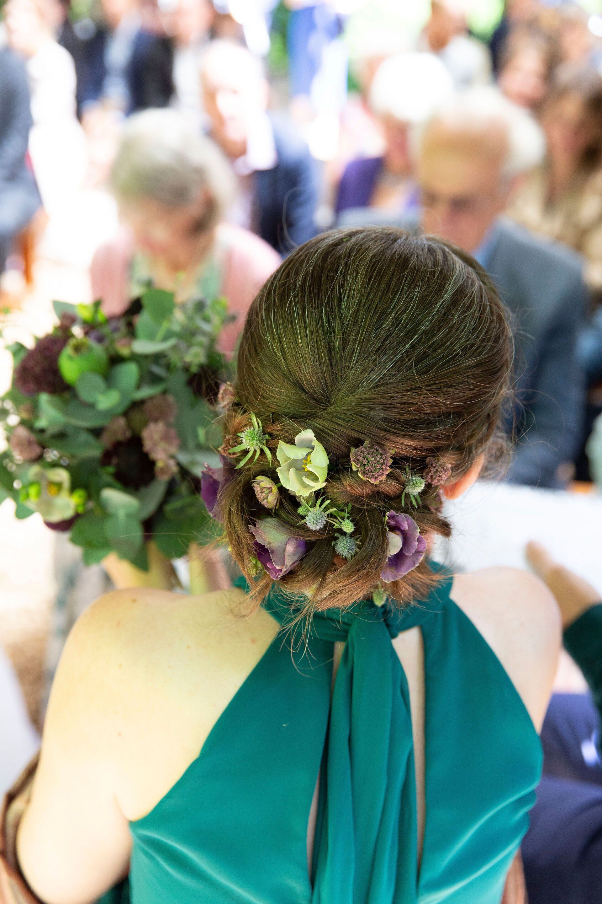 bridal hair with flowers by Jax-Glam Beauty wedding hair stylist Bristol