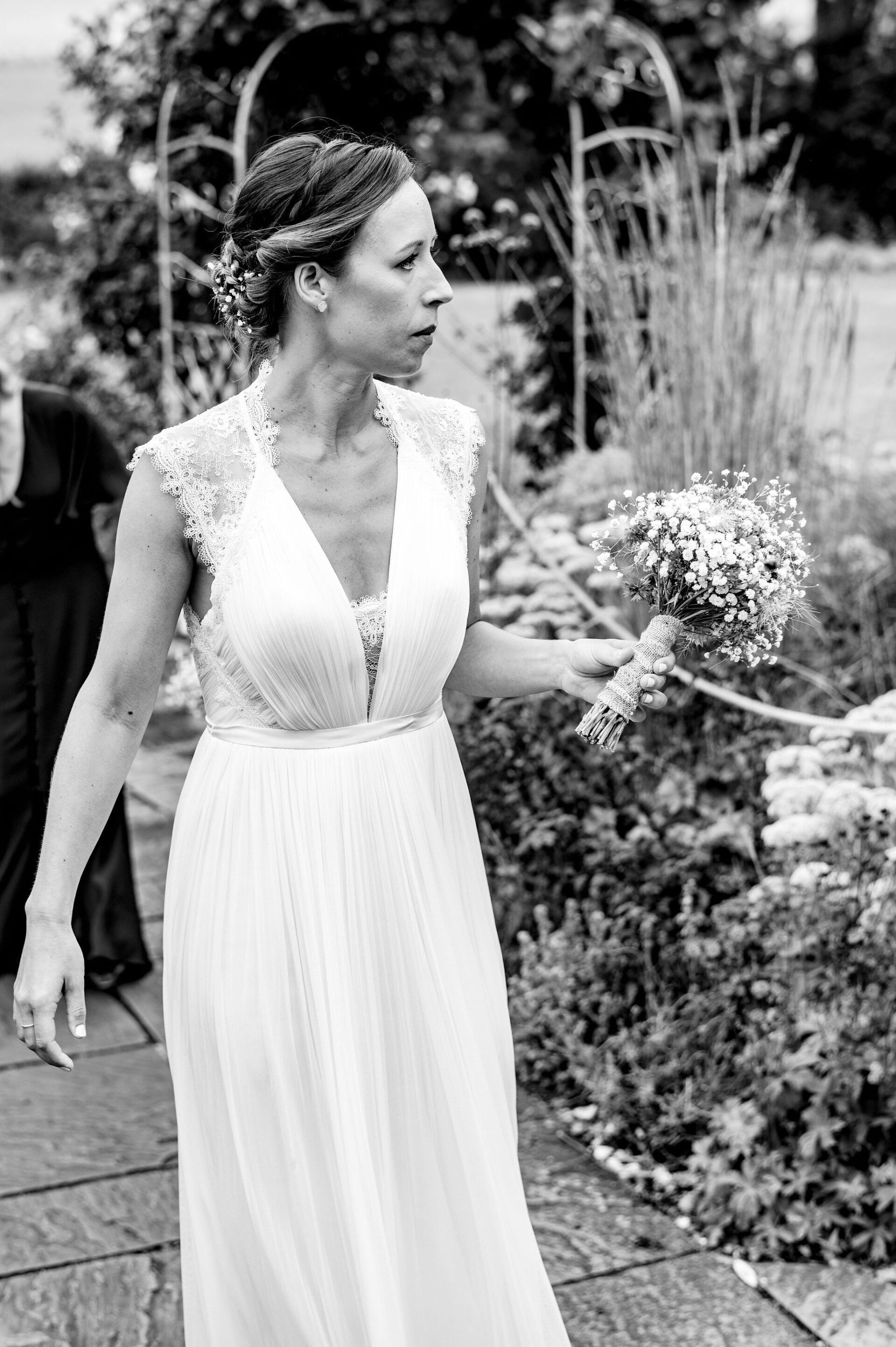 bridal hair and makeup portrait in black and white by Jax-Glam Beauty wedding stylist Bristol