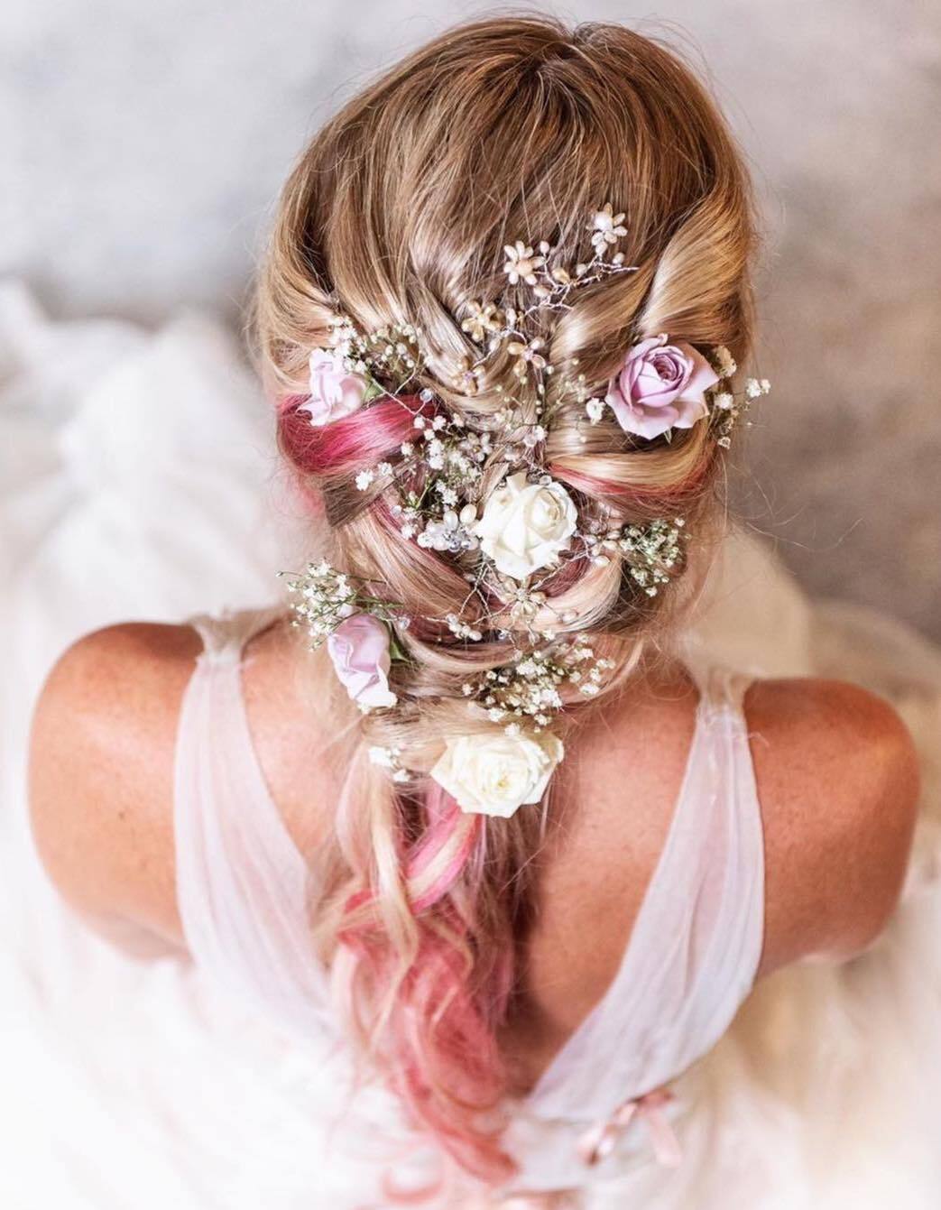 bridal hairstyle with flowers by Jax Glam Beauty Bristol