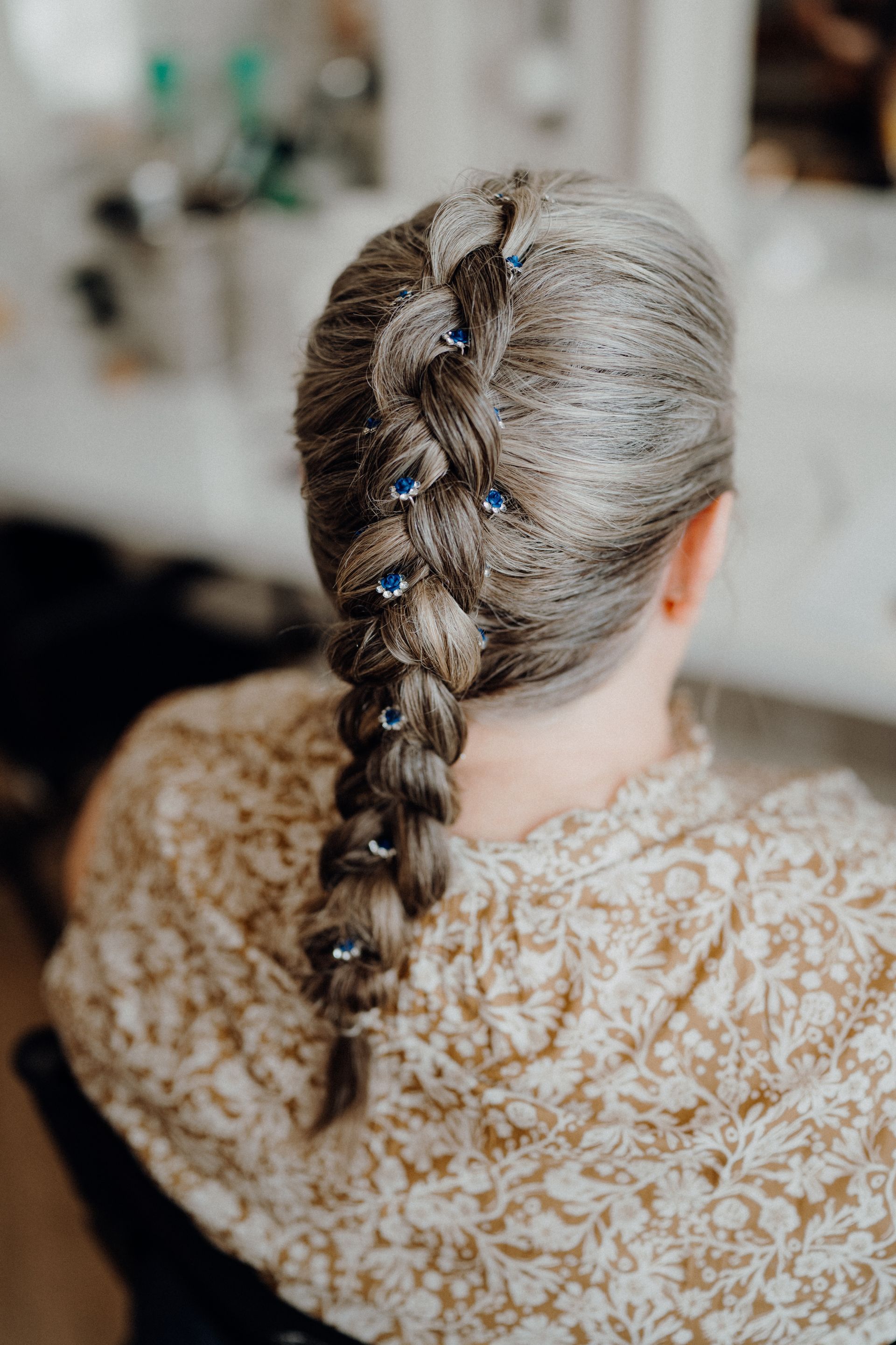 mother of the bride braided hairstyle detail by Jax-Glam Beauty wedding hair stylist Bristol