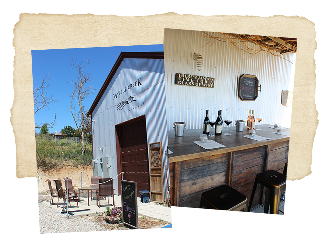 A collage of pictures of a building and a bar