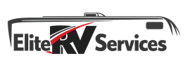Logo of Elite RV Services with RV illustration.
