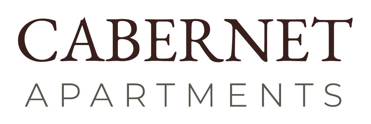Cabernet Apartments logo with "CABERNET" in dark brown above "APARTMENTS" in light gray.