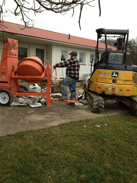 The Pro Seal Waterproofing team working on basement waterproofing job in the Niagara region.