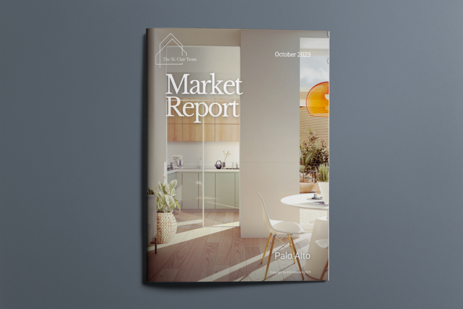A market report with a picture of a kitchen and dining room.