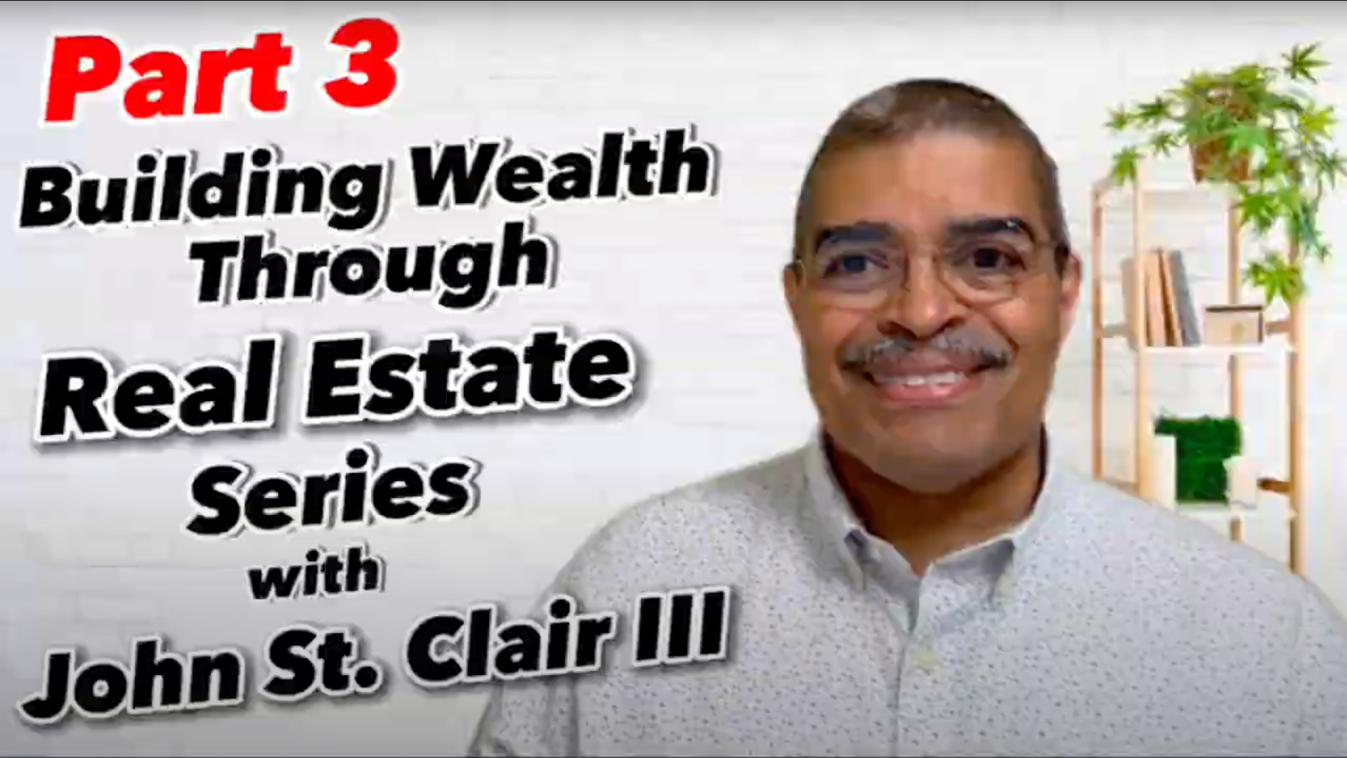 A man is talking about building wealth through real estate.