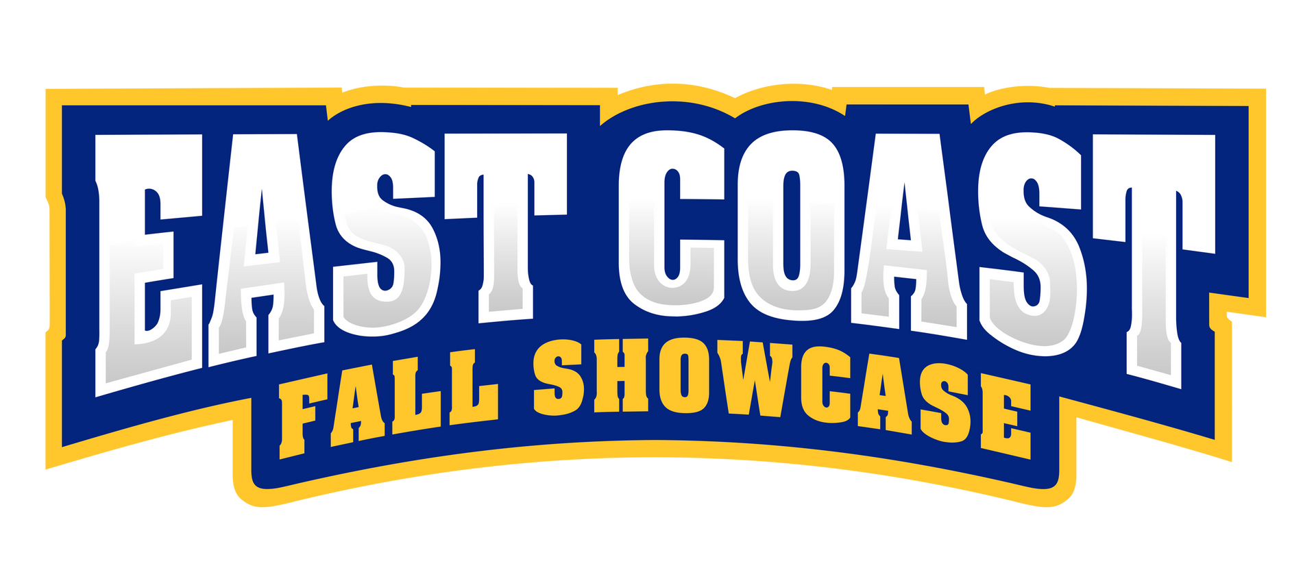 Logo for the East Coast Fall Showcase, with white text on a blue background and yellow outline.