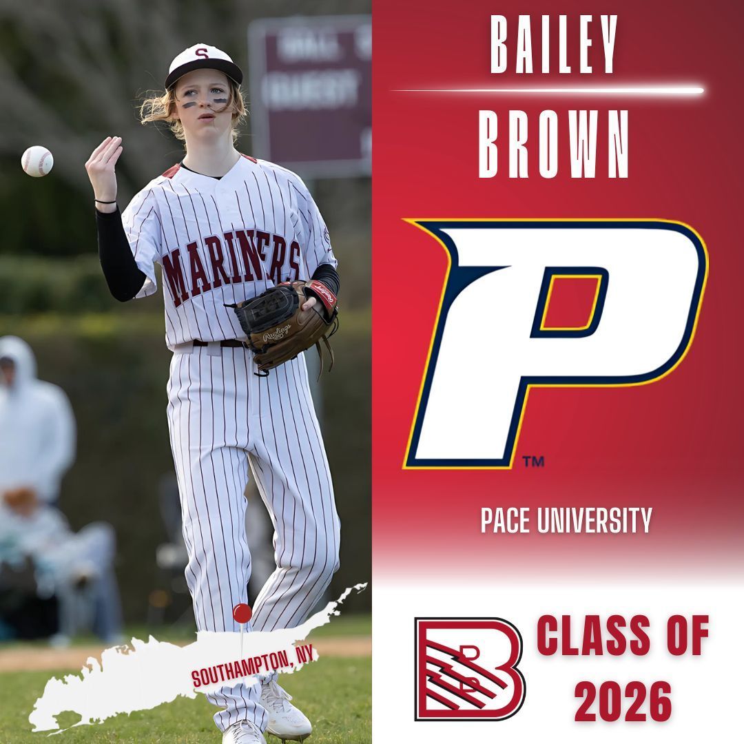 A baseball player in a striped uniform throwing a ball, next to Pace University and Class of 2026 logos.