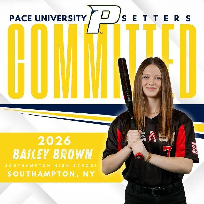 Bailey Brown from Southampton, NY, a 2026 athlete, committed to Pace University, poses with a softball bat.