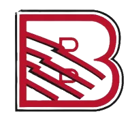 A red letter B logo featuring three diagonal, jagged lightning-bolt-style slashes across its center on a white background.