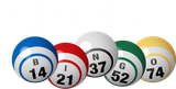 Friendly ICT logo with bingo balls: B14, I21, N37, G52, O74