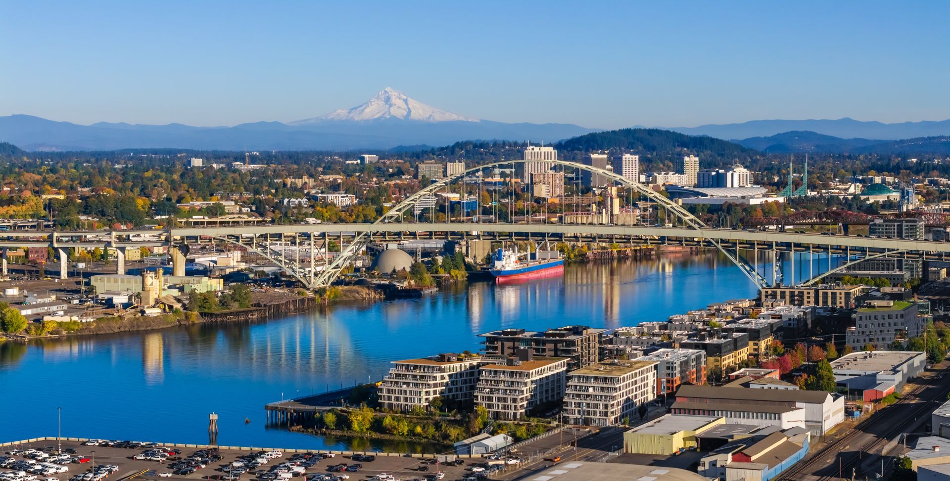 View of Portland, OR where many buildings have property managers