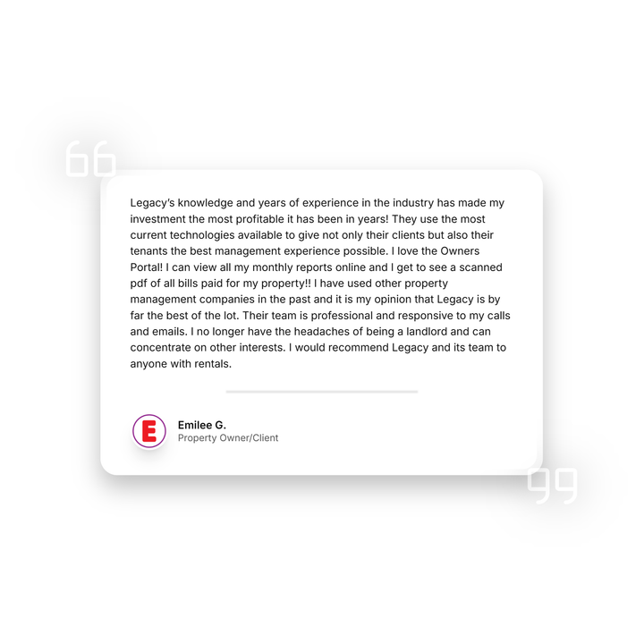 Reviews from Portland renters that love Legacy Property Management