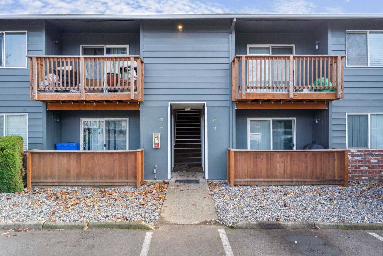 the exterior of theArbor View apartment complex
