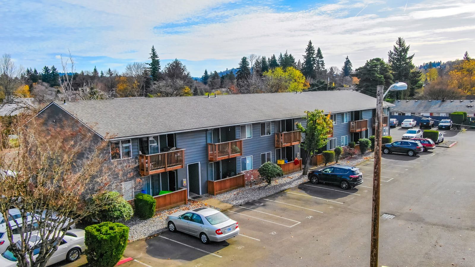 the exterior of theArbor View apartment complex