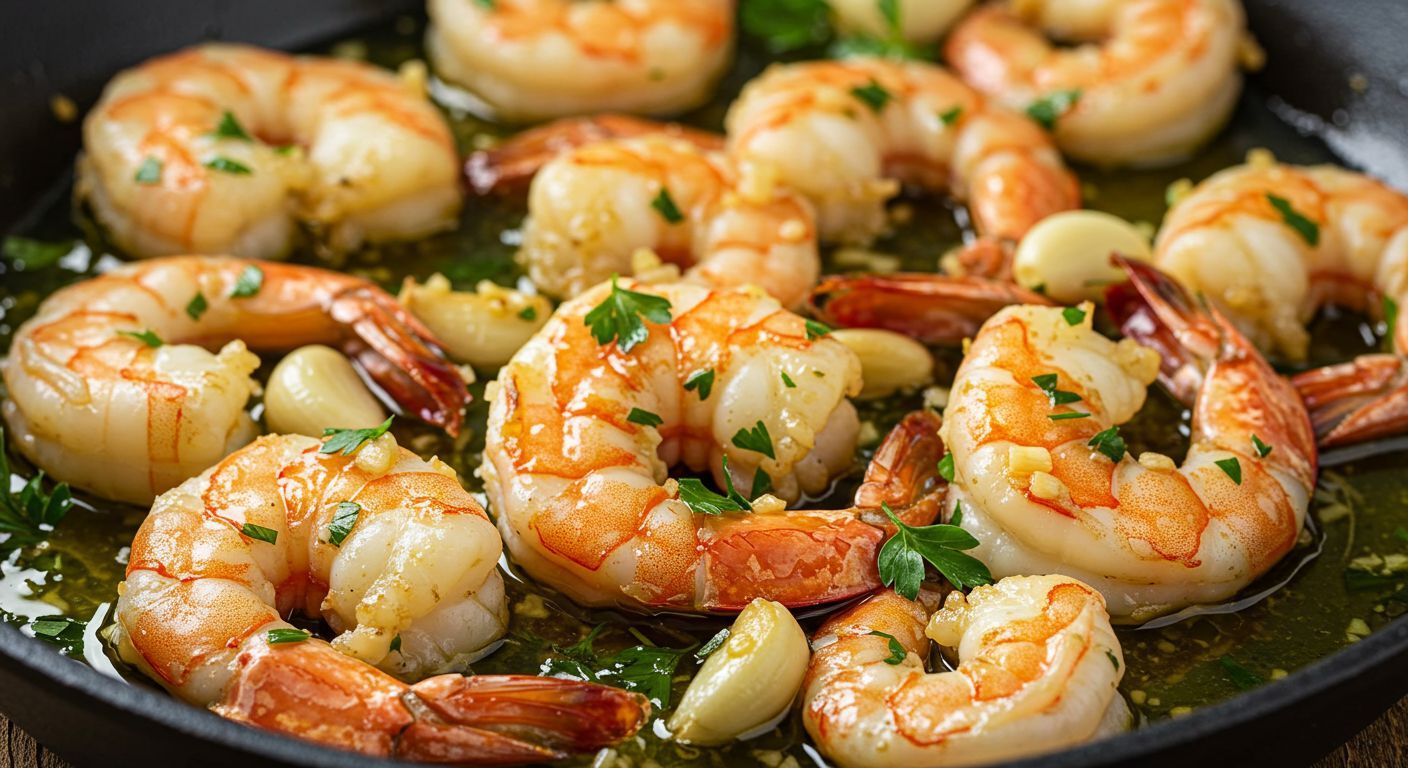 Camarão Alho e Óleo IE Pescados - receita simples de frutos do mar