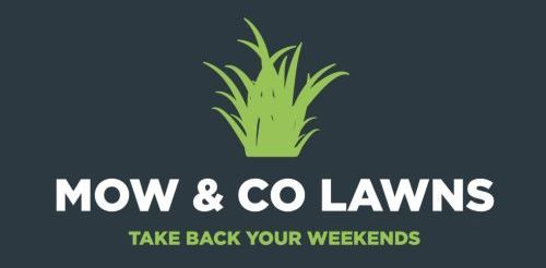 A logo for a company called mow & co lawns