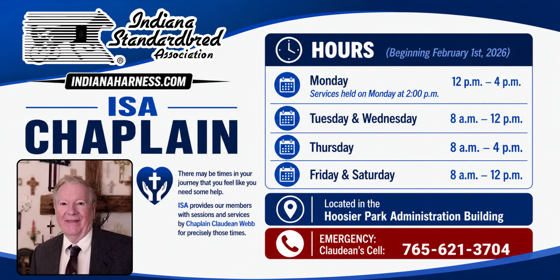 ISA Chaplain Claudean Webb hours and information