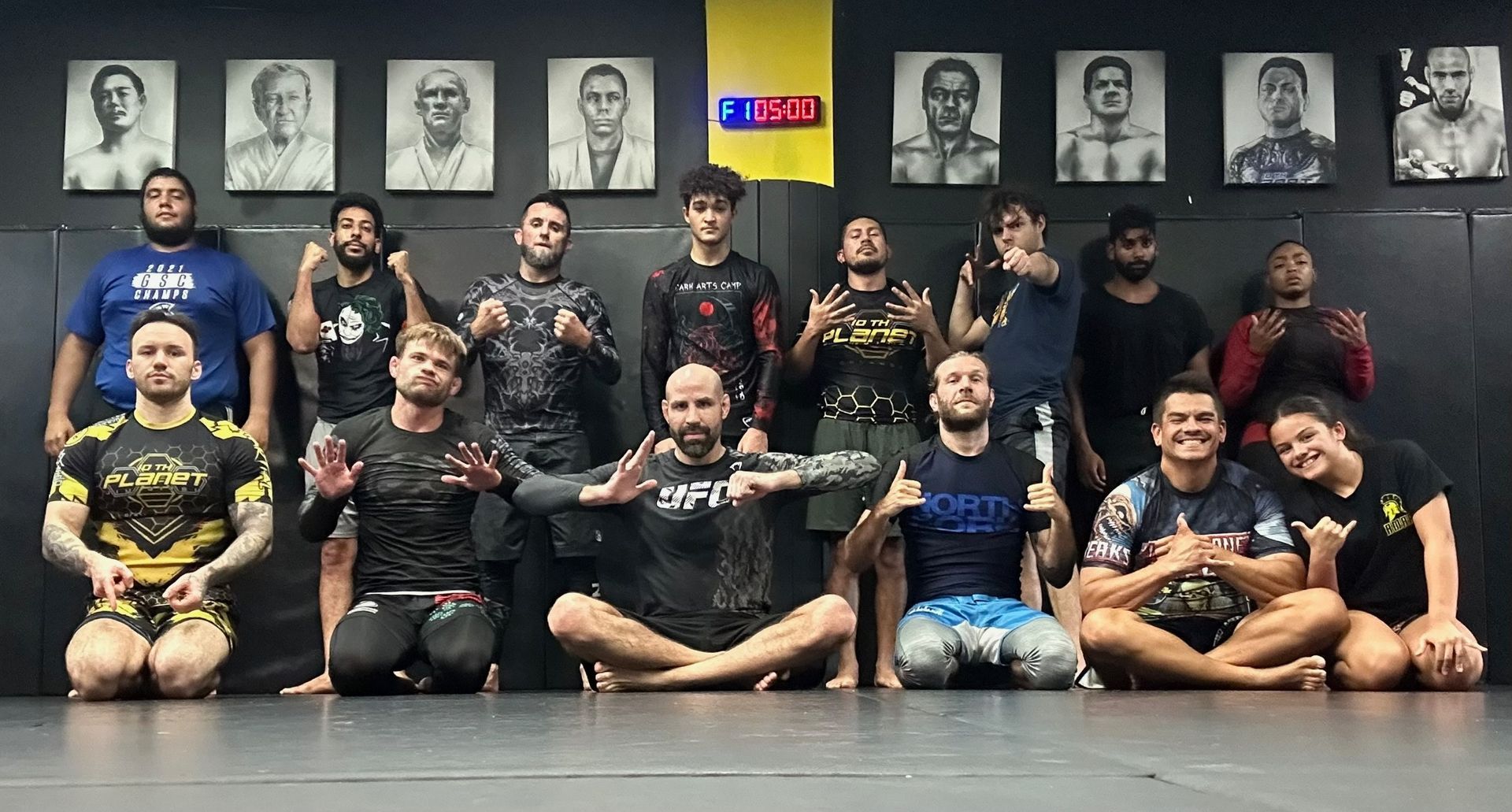 Adult students drilling no-gi grappling at 10th Planet Orlando Jiu Jitsu in Altamonte Springs, FL for fitness and self-defense.