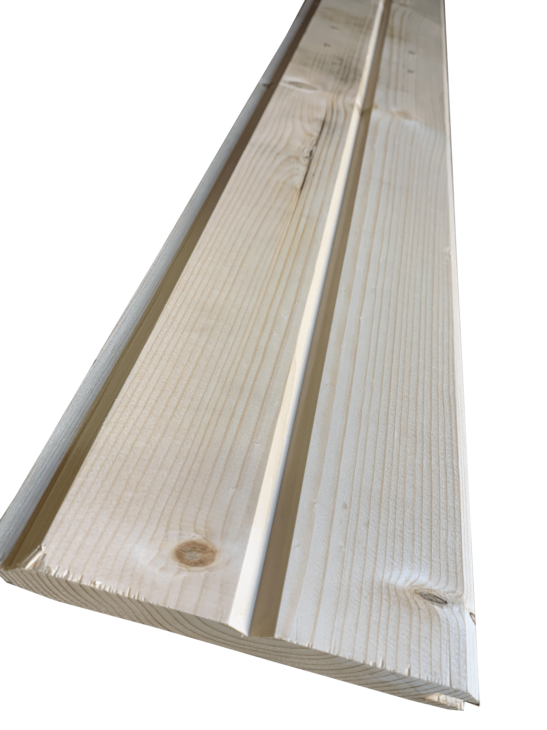 Wood panel with two vertical grooves, light natural color.