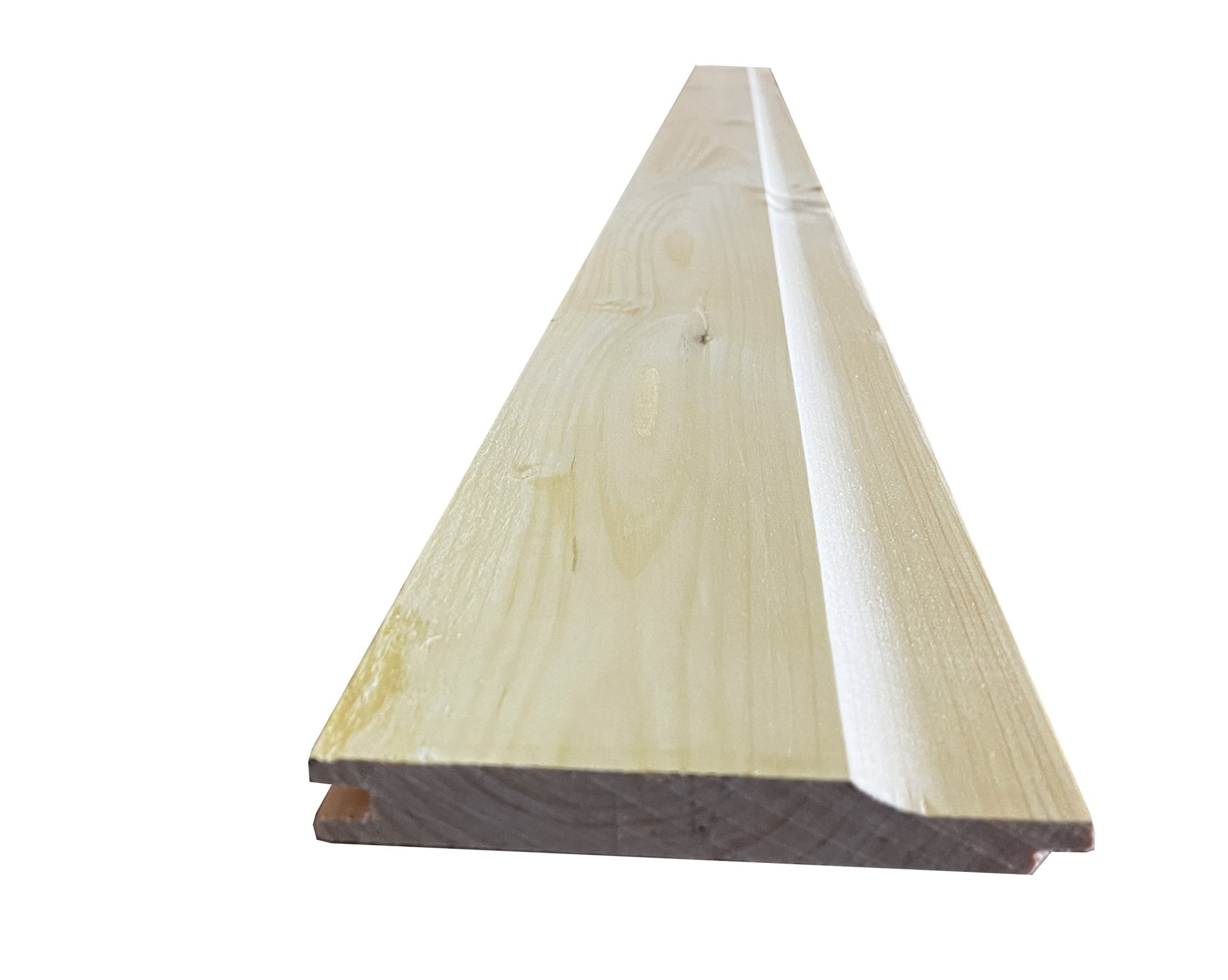 Wooden trim with angled top and curved detail on edge.