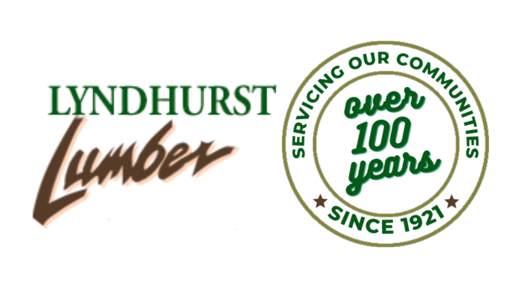 Lyndhurst Lumber logo with text and a circular emblem indicating 