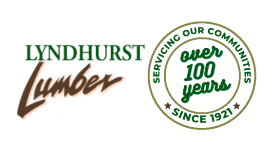 Lyndhurst Lumber logo with text and a circular emblem indicating 