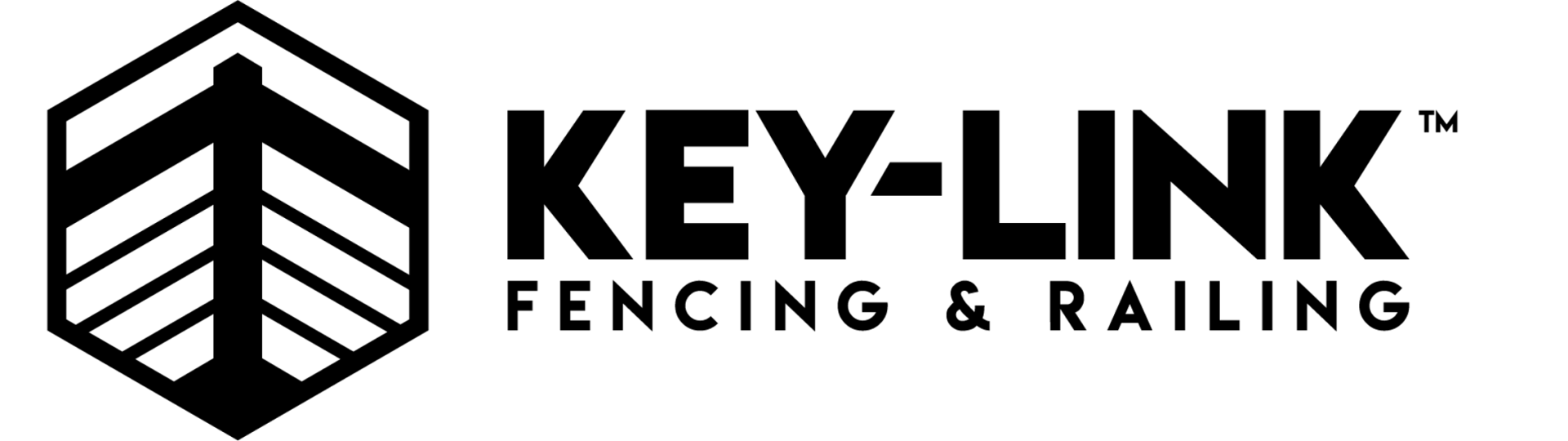 Key-Link Fencing & Railing logo, a stylized arrow design within a hexagon, and the company name.
