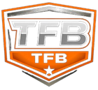 Orange and silver TFB shield-style logo with bold “TFB” lettering and a small star