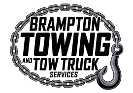 Brampton Towing And Tow Truck Services company logo showing hook and chain around text