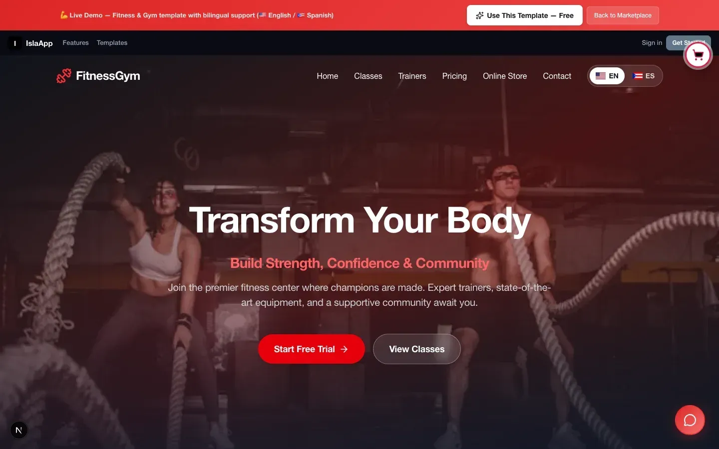 Estilo de site da Pulse Fitness Miami