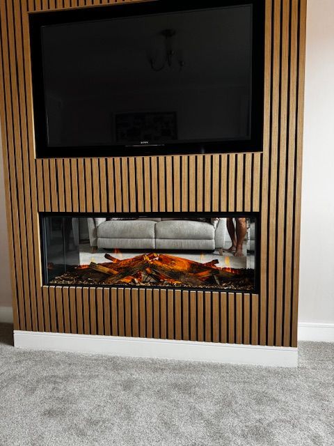 realistic flame electric fire in false chimney