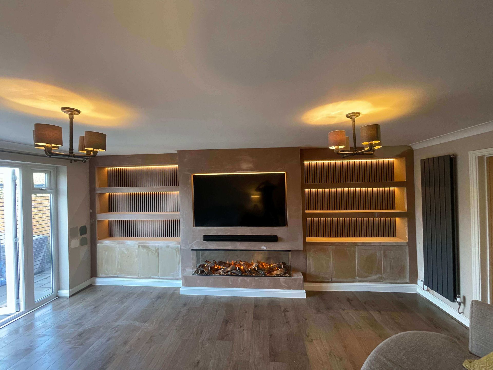 British Fires New Forest 1600 Deluxe Media Wall LED Lighting Shelving