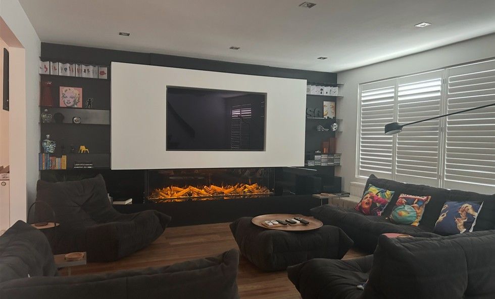 1900mm electric fire in media wall