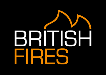 british fires logo on black background