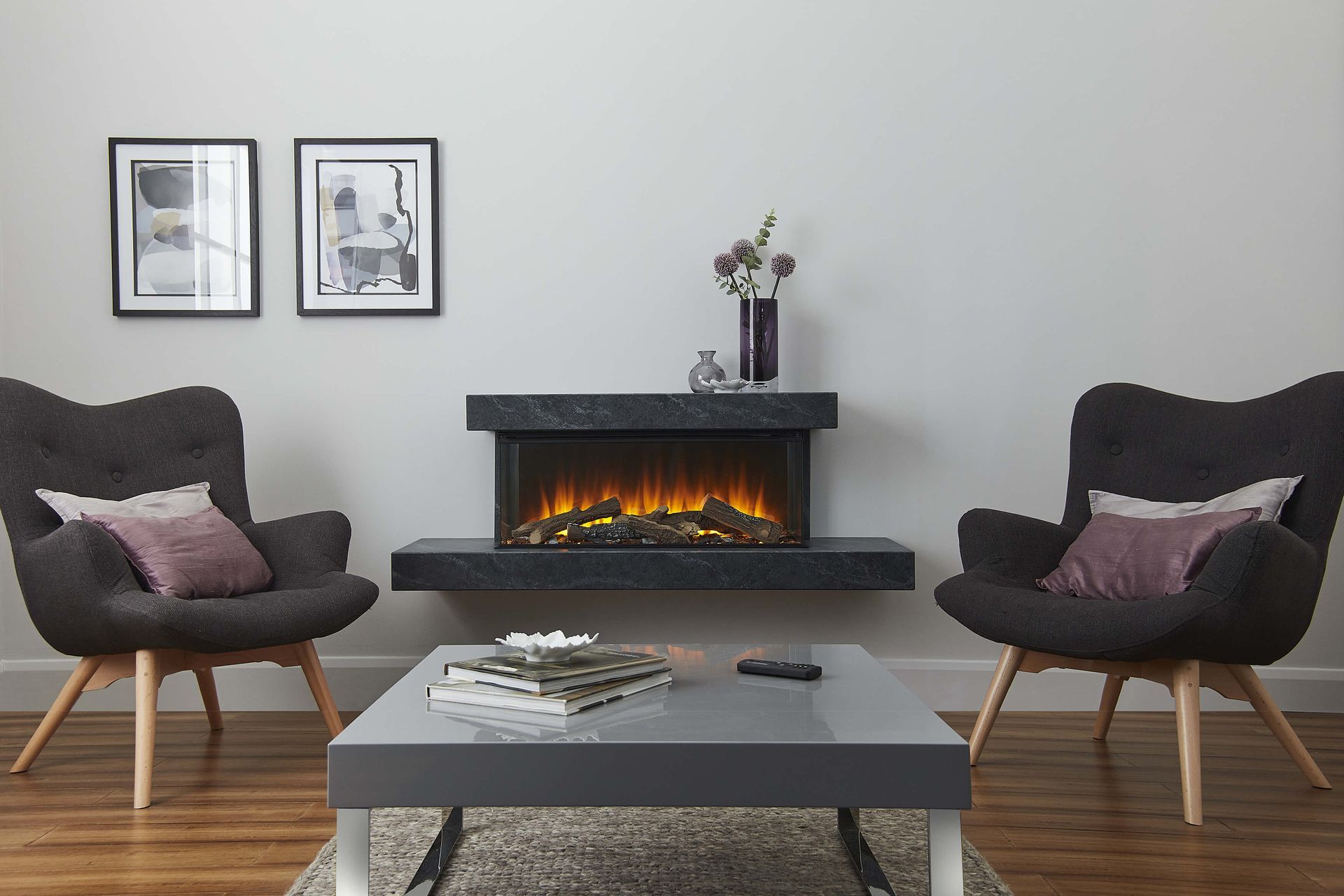 new forest 650sq shown in stone fireplace