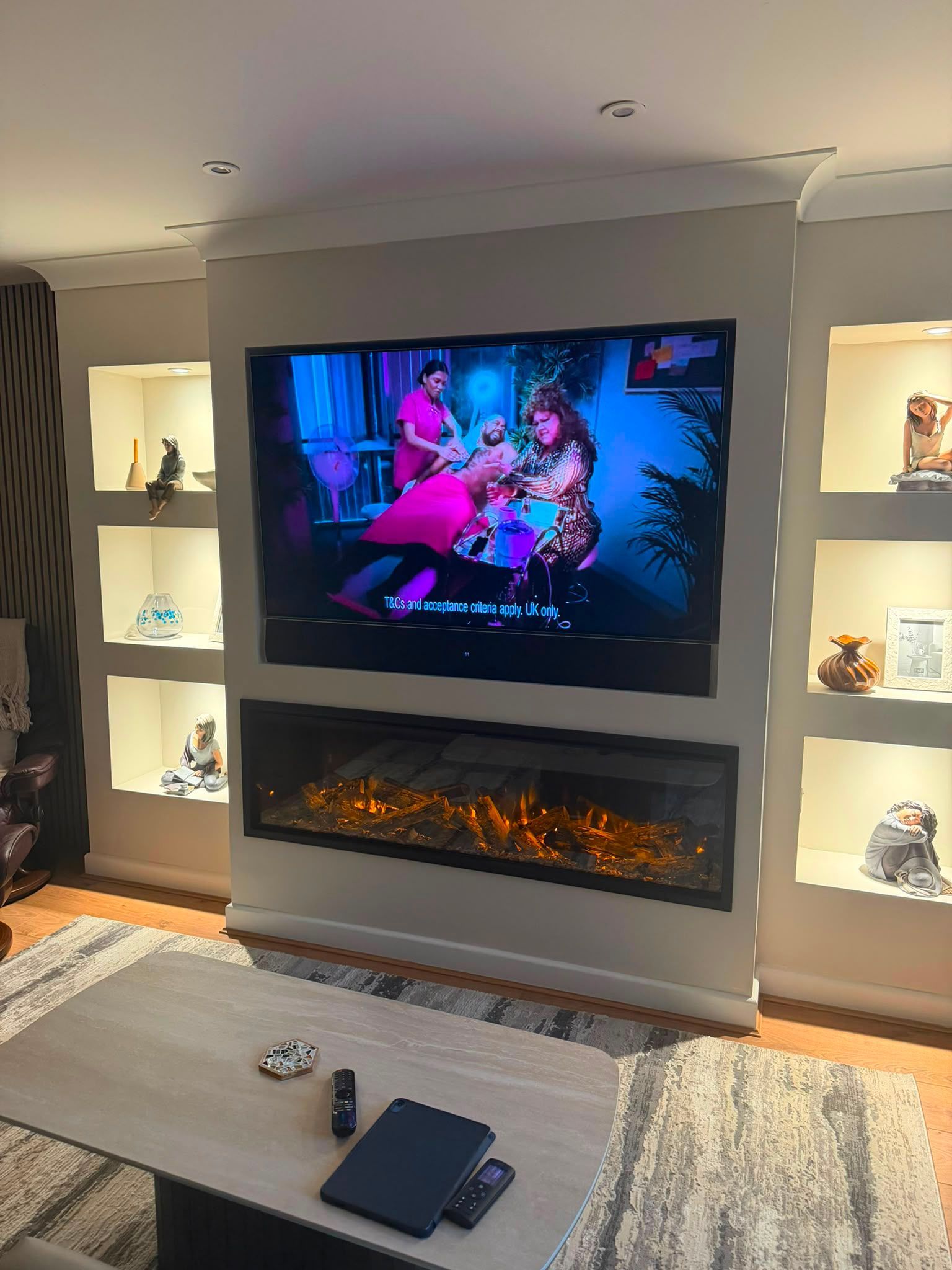 british fires new forsest 1600 electric fire in a customers media wall