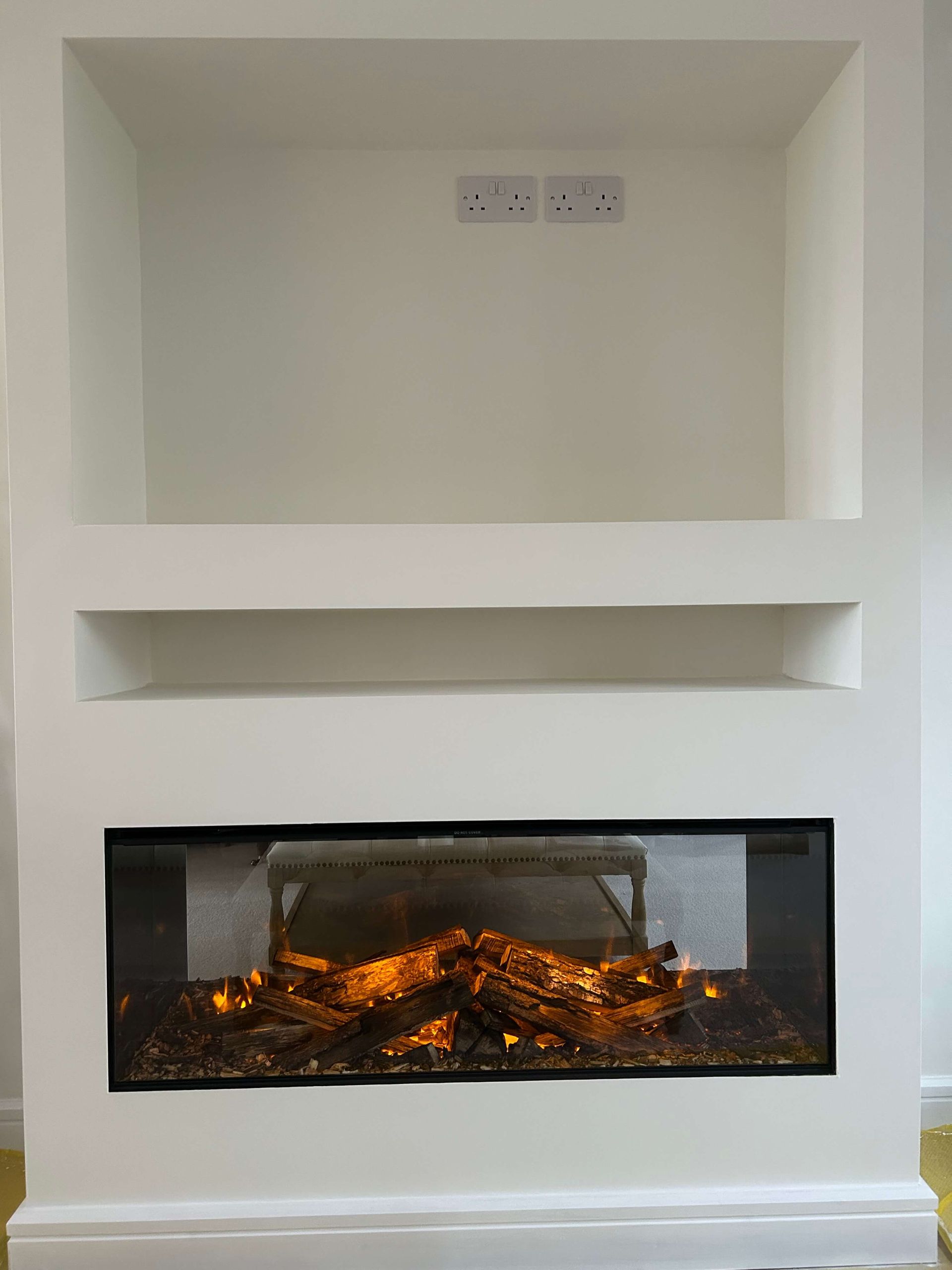 new forest 1200 electric fire in half finished media wall